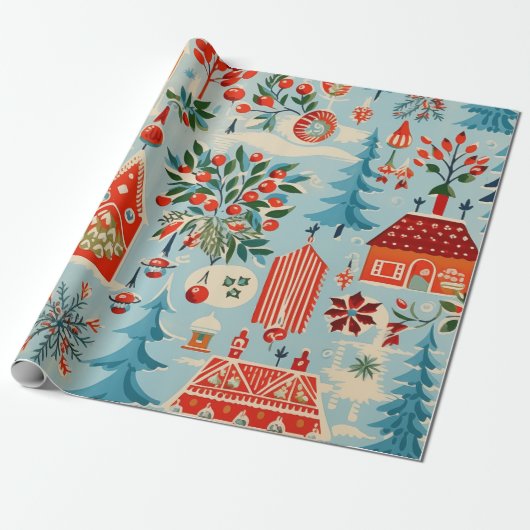 Kerst inpakpapier uit de jaren veertig (Uitgerold)