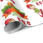 Kerst inpakpapier Vrolijk Kerstfeest Elf (Rol Hoek)