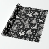 Kerst inpakpapier Zwart Wit Toile Xmas (Uitgerold)