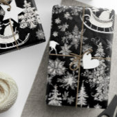 Kerst inpakpapier Zwart Wit Toile Xmas