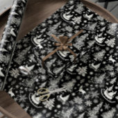 Kerst inpakpapier Zwart Wit Toile Xmas