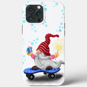 Kerst iPhone Case Gift Skater Gnome met Cadeaus