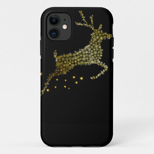Kerst iPhone Hoesje Gouden Glitter Hert (Achterkant)