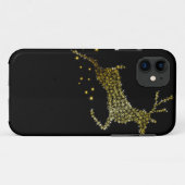 Kerst iPhone Hoesje Gouden Glitter Hert (Achterkant (horizontaal))