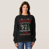 Kerst is beter met een Koe Santa Hat Ugly Xmas Trui (Voorkant volledig)