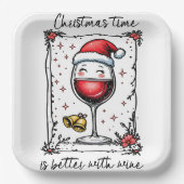 Kerst is beter met wijn papieren bordje (Voorkant)