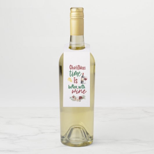 Kerst is beter met wijnfles Hanger Labels (Op fles)