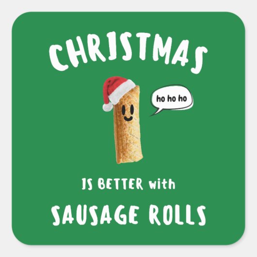 KERST IS BETER met WORSTENBROODJES Vierkante Sticker (Voorkant)