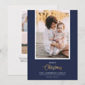 Kerst is goud | Marine Moderne verticale foto Feestdagenkaart (Voorkant / Achterkant)