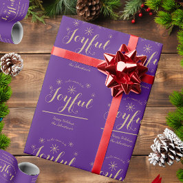 Kerst is het seizoen chique script rustieke Paarse Cadeaupapier
