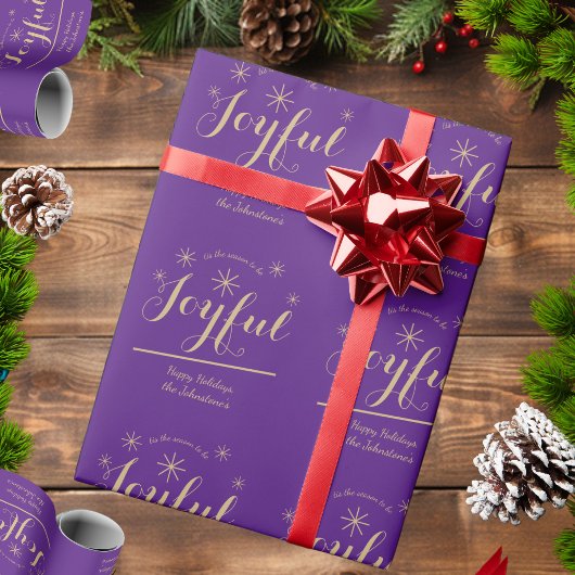 Kerst is het seizoen chique script rustieke Paarse Cadeaupapier