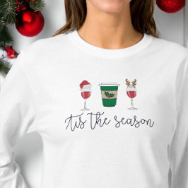 Kerst is het seizoen Wijn Koffie Kerstvakantie T-shirt