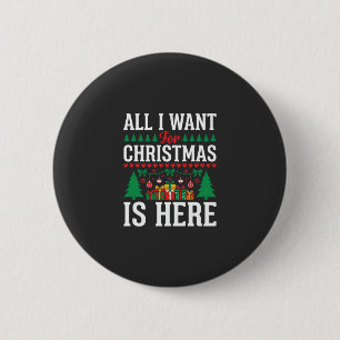 Kerst Is Hier Kerstboom Cadeau Ronde Button 5,7 Cm