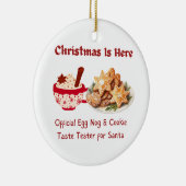 Kerst is hier met koekjes en ei niet op een keramisch ornament (Rechts)