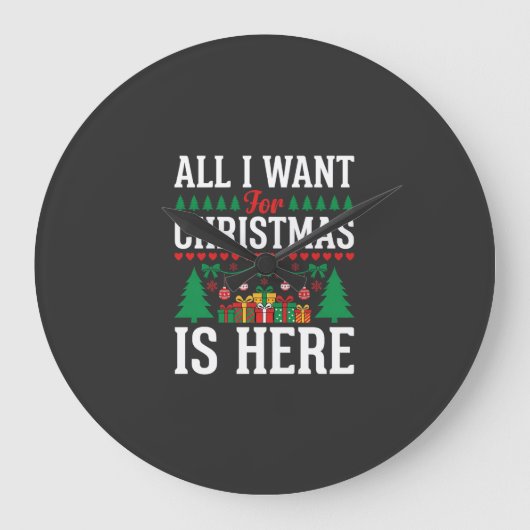 Kerst Is Hier Vakantiebomen Cadeau Grote Klok (Voorkant)