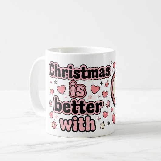 Kerst is leuker met een gepersonaliseerde hartmok koffiemok (Voorkant links)