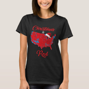 Kerst is rood 2024 electorale kaart Trump Landslid T-shirt