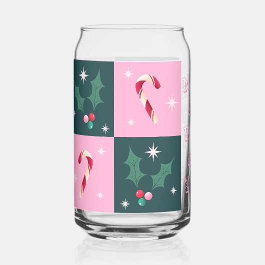 Kerst Ivy, snoepriet met sterren Checkerboard Blikvorm Glas (Achterkant)