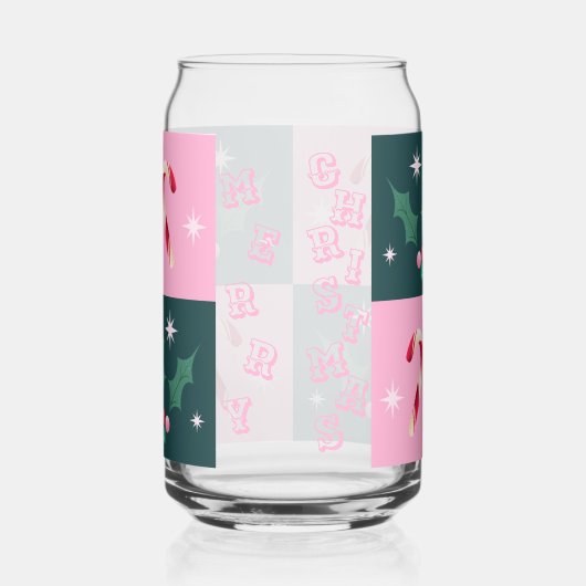 Kerst Ivy, snoepriet met sterren Checkerboard Blikvorm Glas (Rechts)