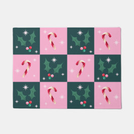 Kerst Ivy, snoepriet met sterren Checkerboard Deurmat