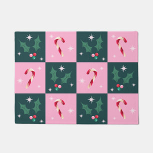 Kerst Ivy, snoepriet met sterren Checkerboard Deurmat