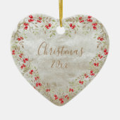 Kerst-jaarscart van de elegante Waterverf Keramisch Ornament (Voorkant)