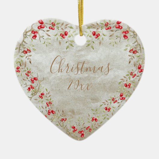 Kerst-jaarscart van de elegante Waterverf Keramisch Ornament (Voorkant)