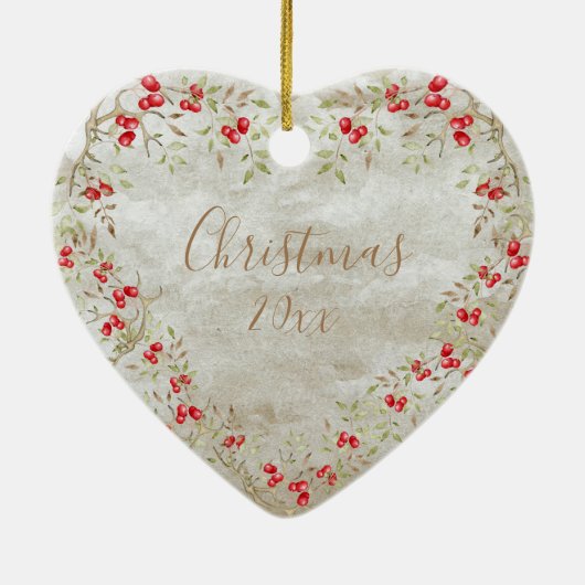 Kerst-jaarscart van de elegante Waterverf Keramisch Ornament (Achterkant)