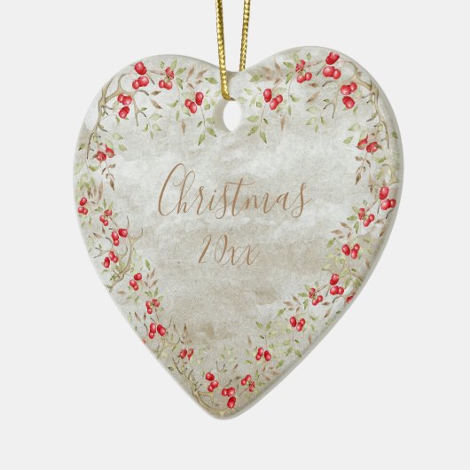 Kerst-jaarscart van de elegante Waterverf Keramisch Ornament (Links)