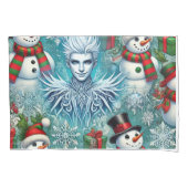 Kerst Jack Frost en Sneeuwman Kussensloop (Voorkant)