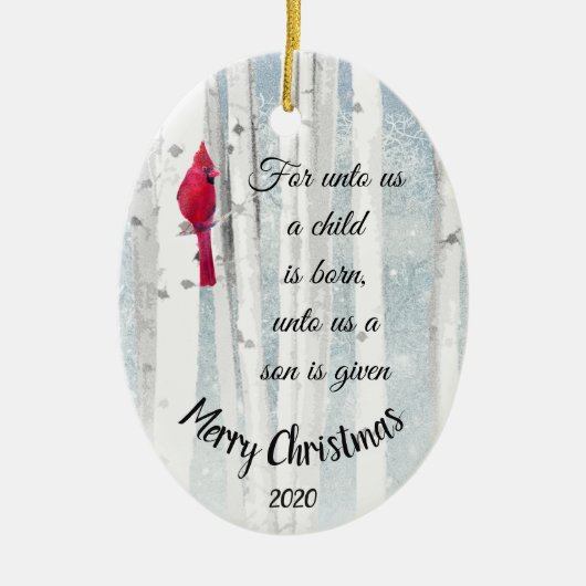 Kerst Jesaja 9:6 Een kind wordt geboren Keramisch Ornament (Voorkant)