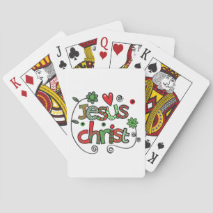 Kerst Jezus Christus Festieve Christelijke Typogra Pokerkaarten