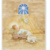 Kerst Jezus in Manger Kind van Vrede Sticker (Voorkant)