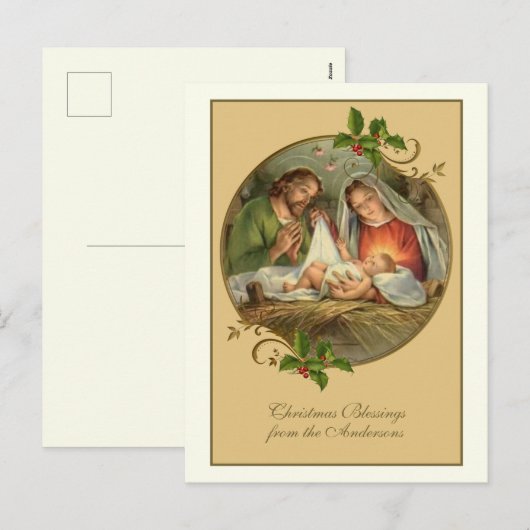 Kerst Jezus Maria Jozef Feestdagenkaart (Voorkant / Achterkant)