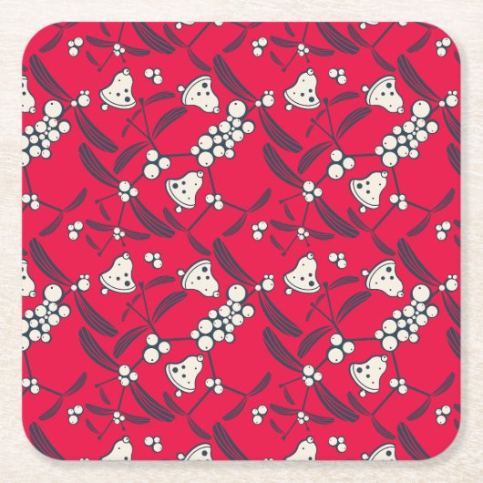 Kerst Jingle Bells Joyful Groeten Collectie Kartonnen Onderzetters (Voorkant)