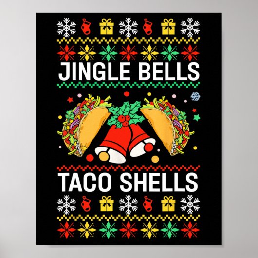 Kerst Jingle Bells Taco Shells Funny Family Ug Poster (Voorkant)