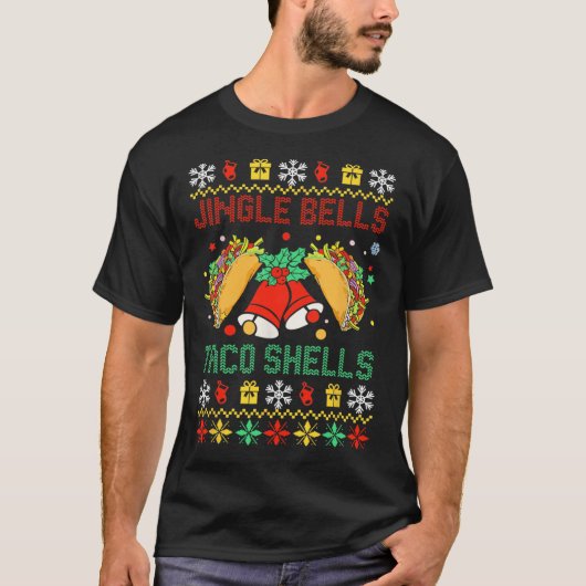 Kerst Jingle Bells Taco Shells Funny Family Ug T-shirt (Voorkant)