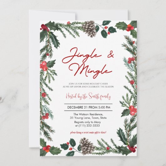 Kerst Jingle & Mingle Kaart (Voorkant)