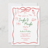 Kerst Jingle Mingle Rode Krabbel Doodles Kaart (Voorkant)