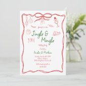 Kerst Jingle Mingle Rode Krabbel Doodles Kaart (Staand voorkant)