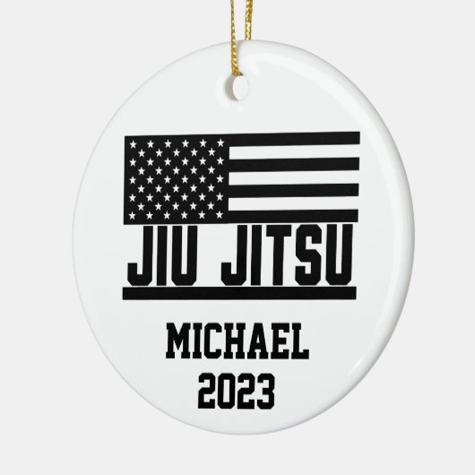 Kerst Jiu Jitsu gepersonaliseerd Keramisch Ornament (Links)