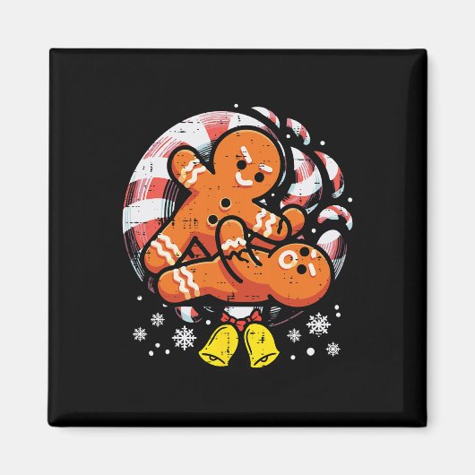 Kerst Jiu Jitsu Gingerbread Xmas Bjj Wrestling Magneet (Voorkant)