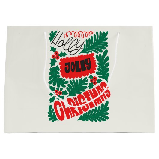 Kerst Jolly groen en rood Groot Cadeauzakje (Voorkant)