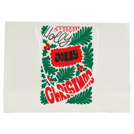 Kerst Jolly groen en rood Groot Cadeauzakje (Achterkant)