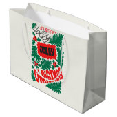 Kerst Jolly groen en rood Groot Cadeauzakje (Achterkant Gekanteld)