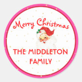 Kerst Jolly Santa Claus Pink Fun Merry Ronde Sticker (Voorkant)