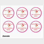 Kerst Jolly Santa Claus Pink Fun Merry Ronde Sticker (Vel)