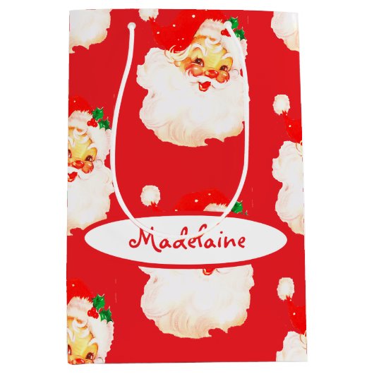 Kerst Jolly Santa Merry Fun Medium Cadeauzakje (Voorkant)