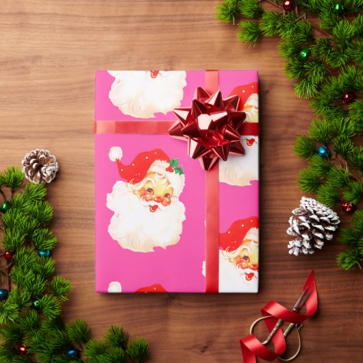 Kerst Jolly Santa Merry Roze Plezier Cadeaupapier (Feestdagen Geschenken)