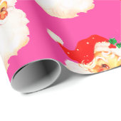 Kerst Jolly Santa Merry Roze Plezier Cadeaupapier (Rol Hoek)